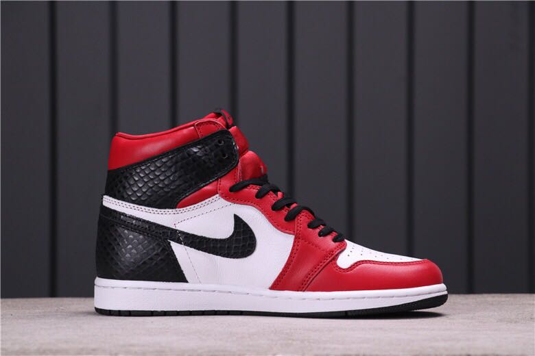 2020 Air Jordan 1 Reto Stain Snake Red White Black Shoes For Women